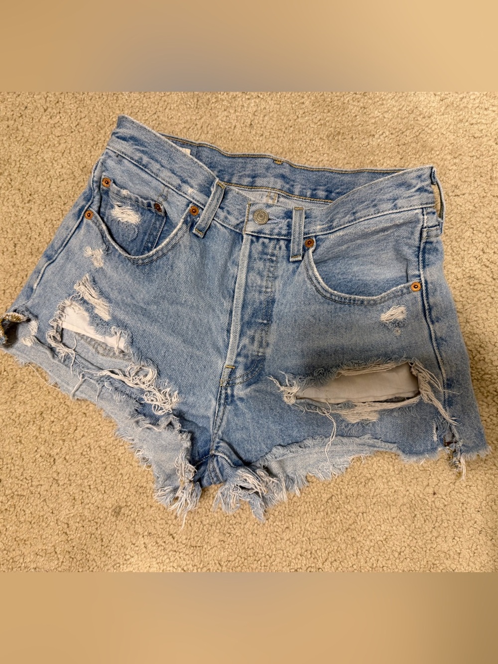 Levis Premium 501 Original High Rise Cutoff Denim Shorts 27